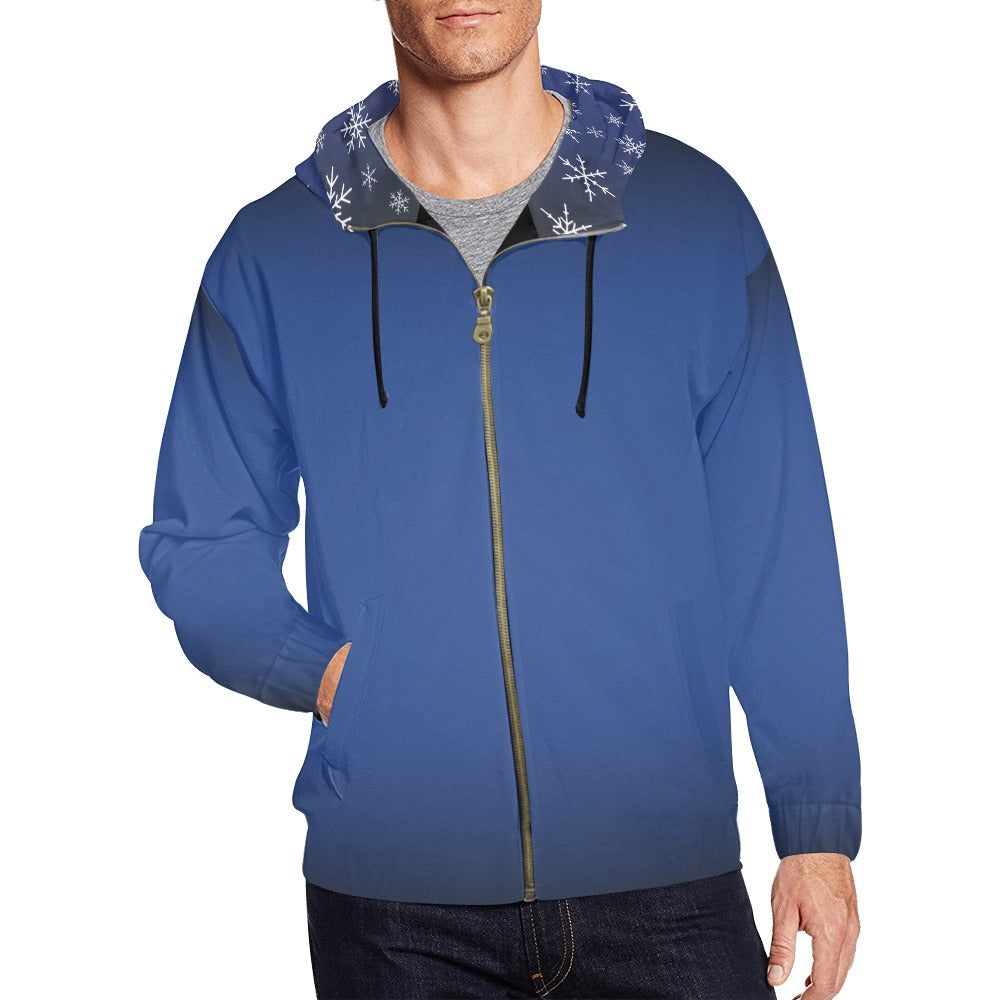 Classic Zip Azure Blue Hoodie