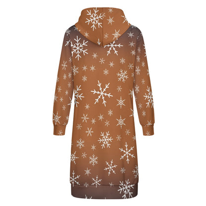 Women's Warm Snow long Hoodie - Brown