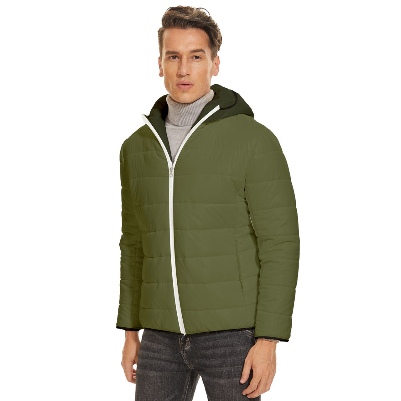 Puffer Hooded jacket Quilted Army Green Jacket