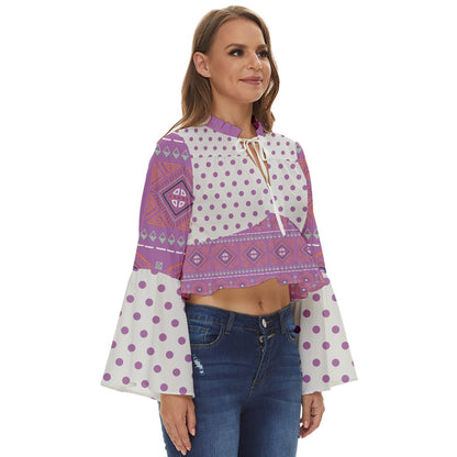 Boho Long Bell Sleeve Top - Mauve