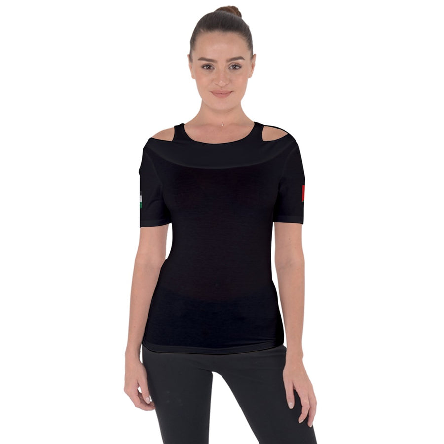 Black Shoulder Cut Out Short Sleeve Top