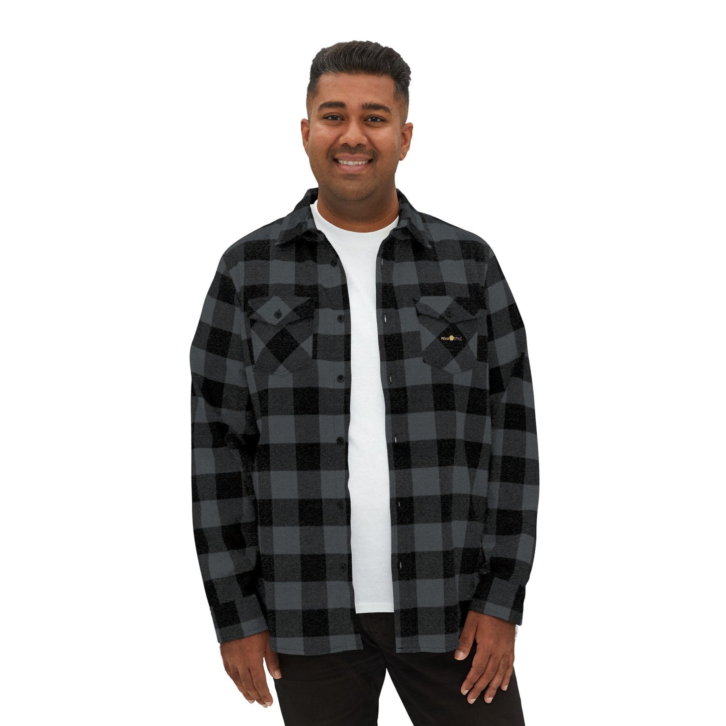 Plaid Men Luxury Flannel Shirt - Charcoal Heather