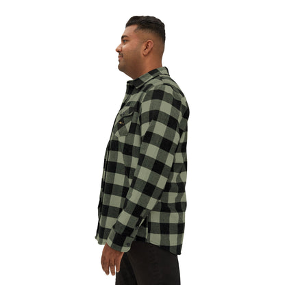 Olive Plaid Men Luxury Flannel Shirt