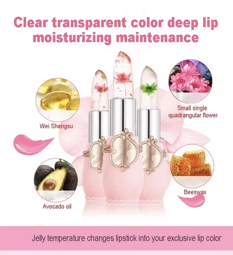 3 Pieces Flower Jelly Waterproof Moisturizing Nourishing Lip Balm