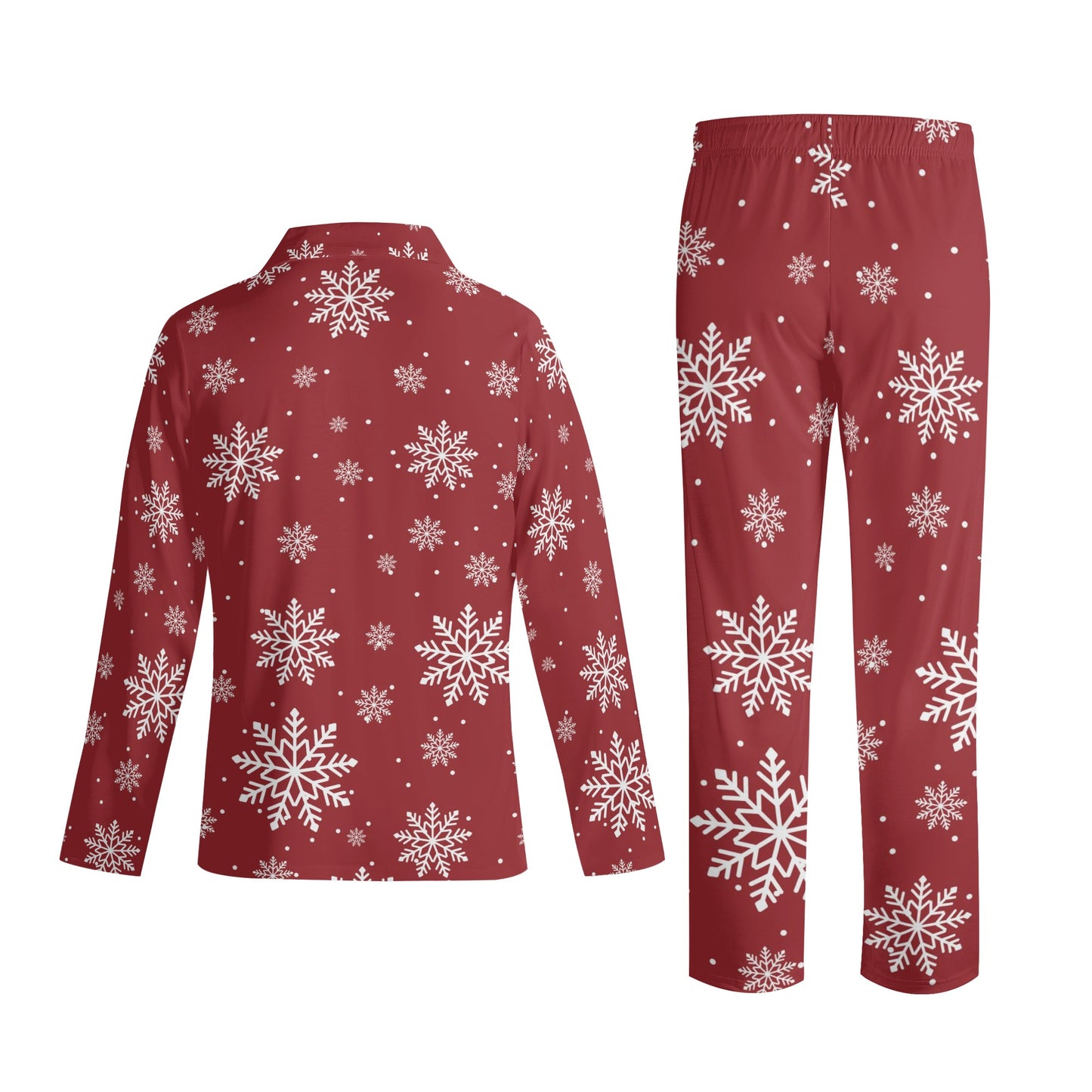 Christmas Snow Long Sleeve Pajama Set - Red