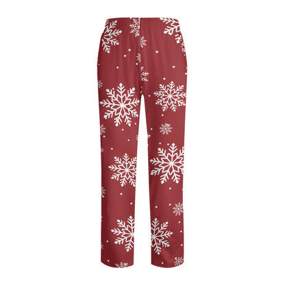 Christmas Snow Long Sleeve Pajama Set - Red