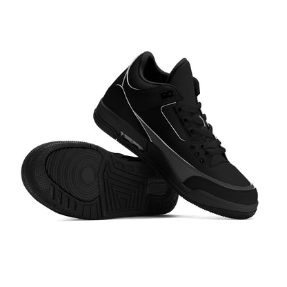 Women Leather Basketball Sneakers - Royal Black