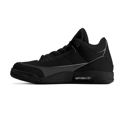 Women Leather Basketball Sneakers - Royal Black