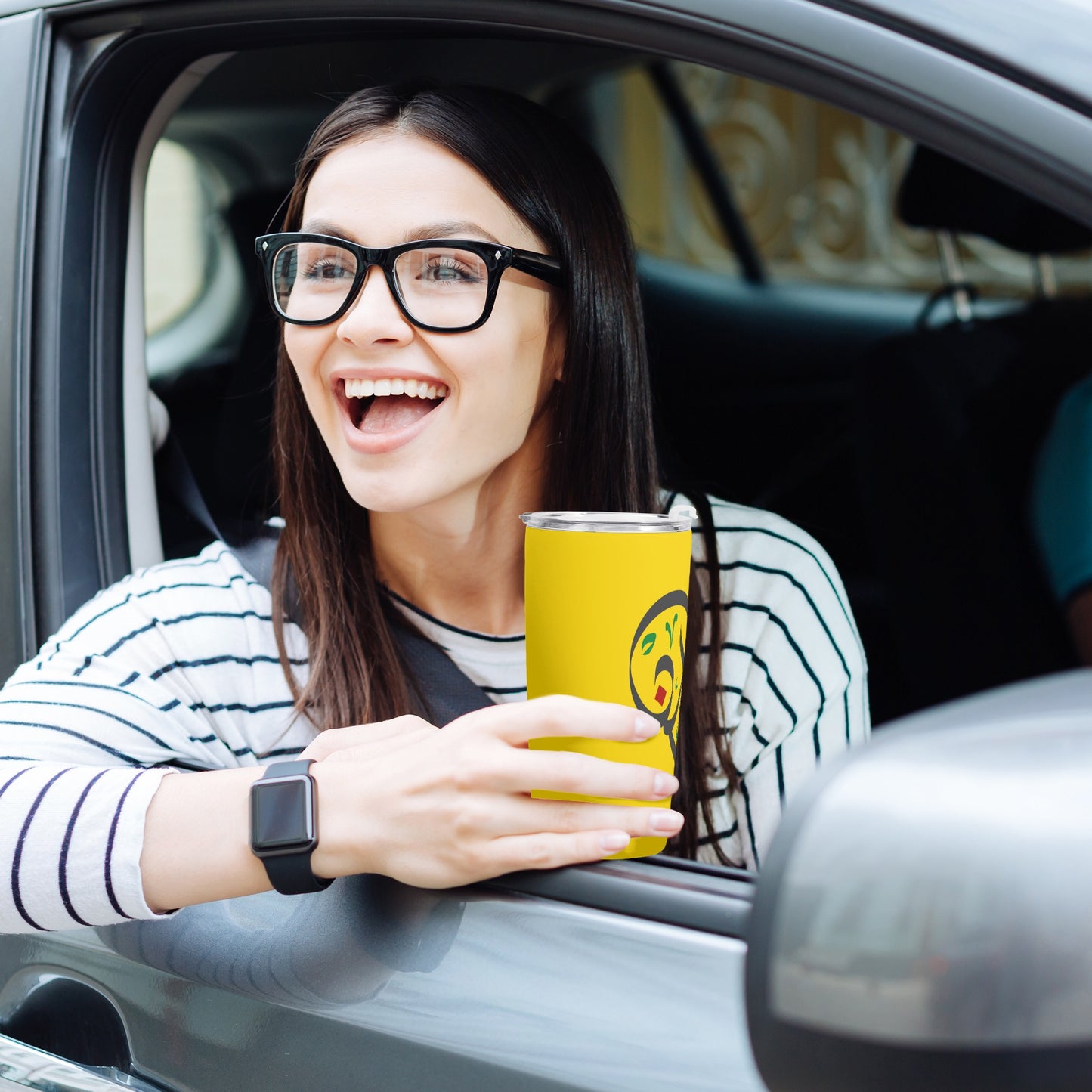 Heart Love Yellow Car Cup