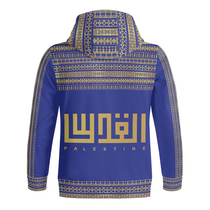 Decoration Full Zip Dark Blue Hoodie