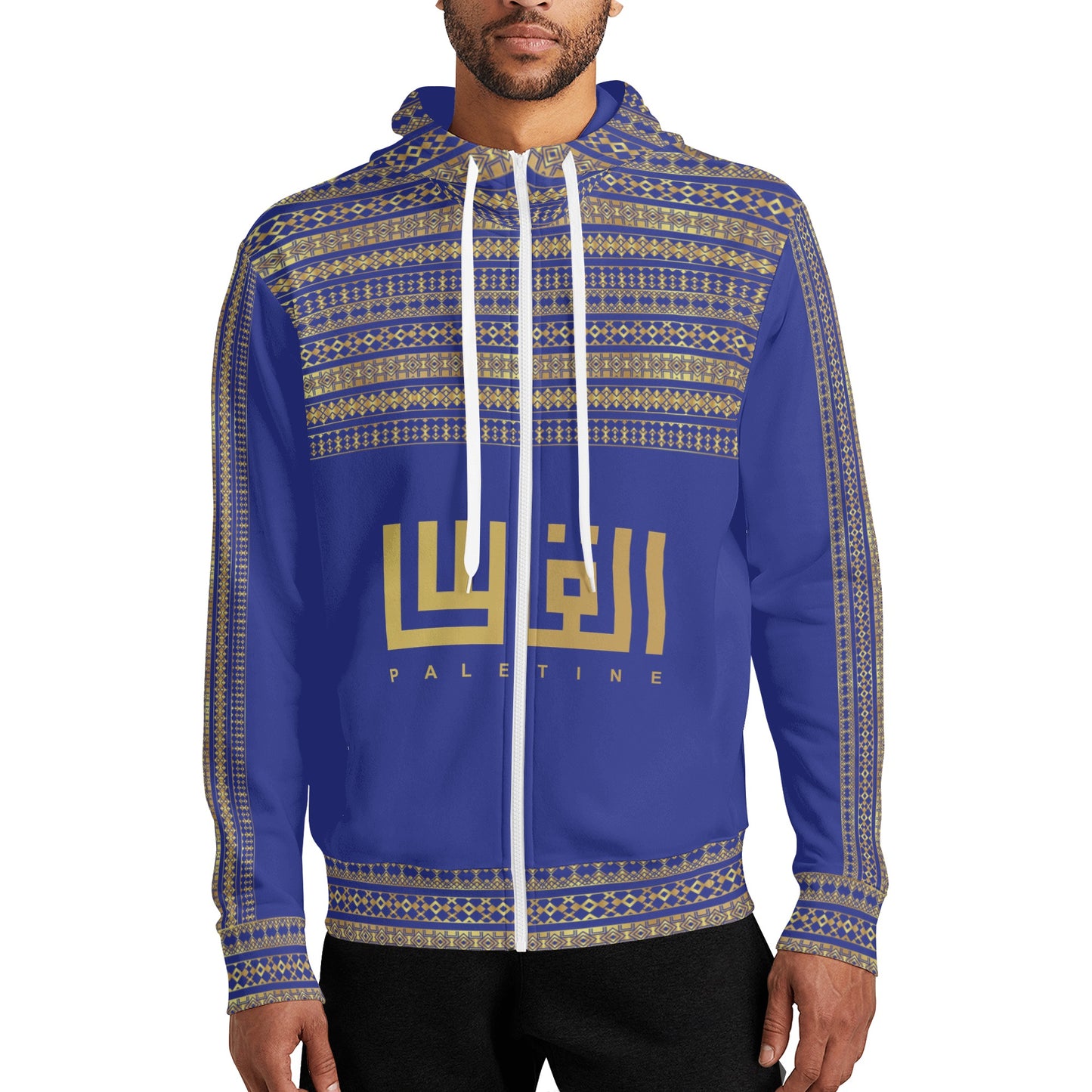 Decoration Full Zip Dark Blue Hoodie