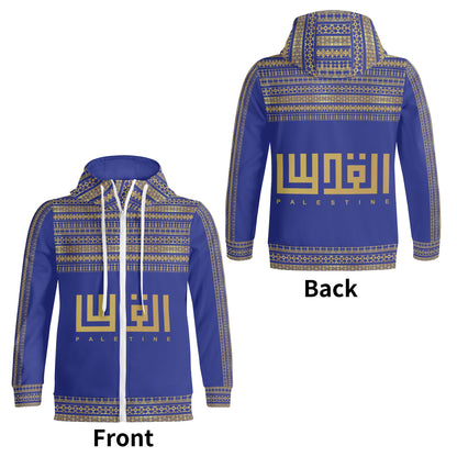 Decoration Full Zip Dark Blue Hoodie