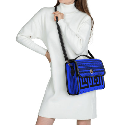 PU Leathe Elegant Blue Velvet Shoulder Bag