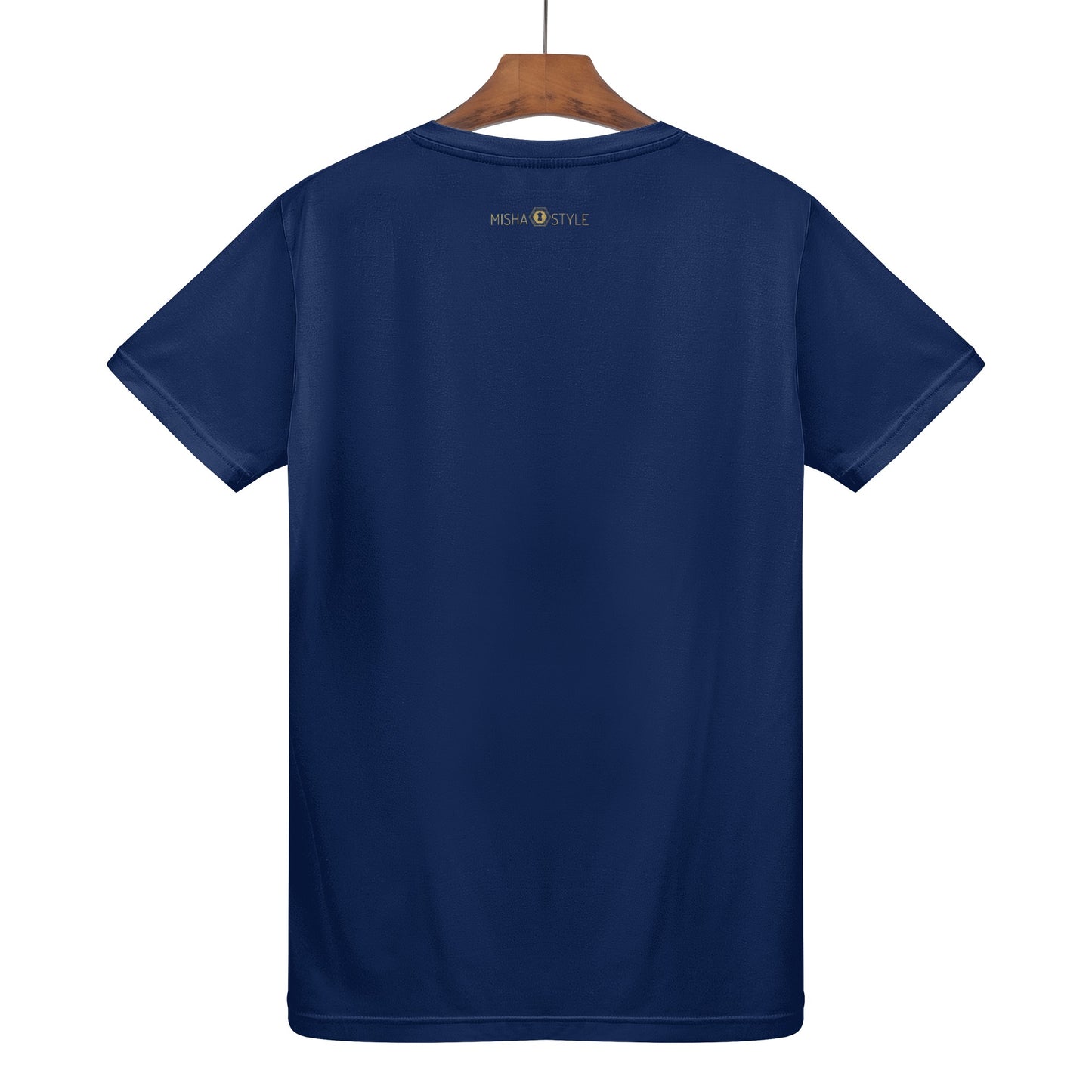 Men Dark Blue Word Staple T-Shirt