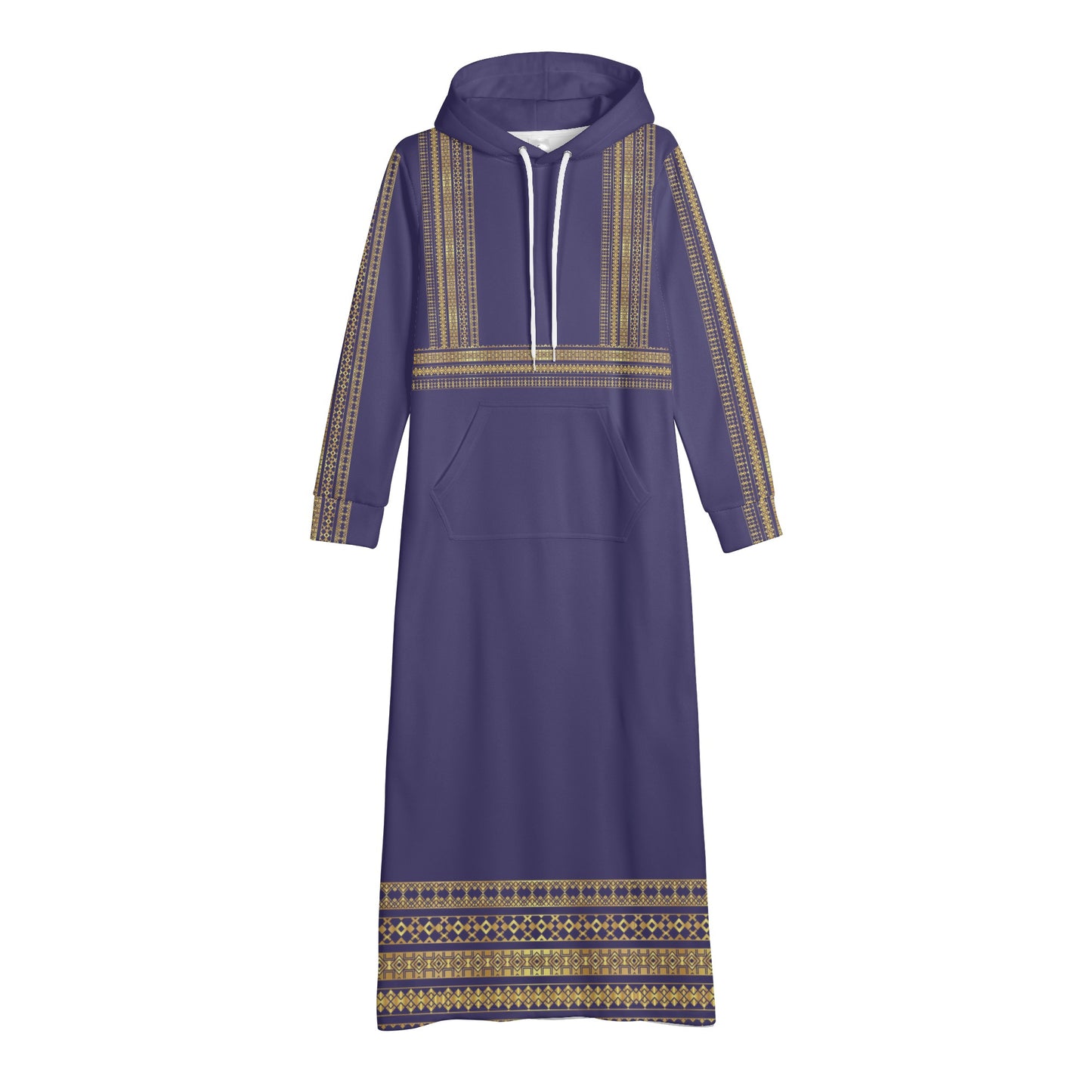 Royal violet Casual Long Hoodie Dress