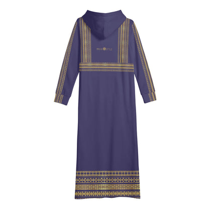 Royal violet Casual Long Hoodie Dress