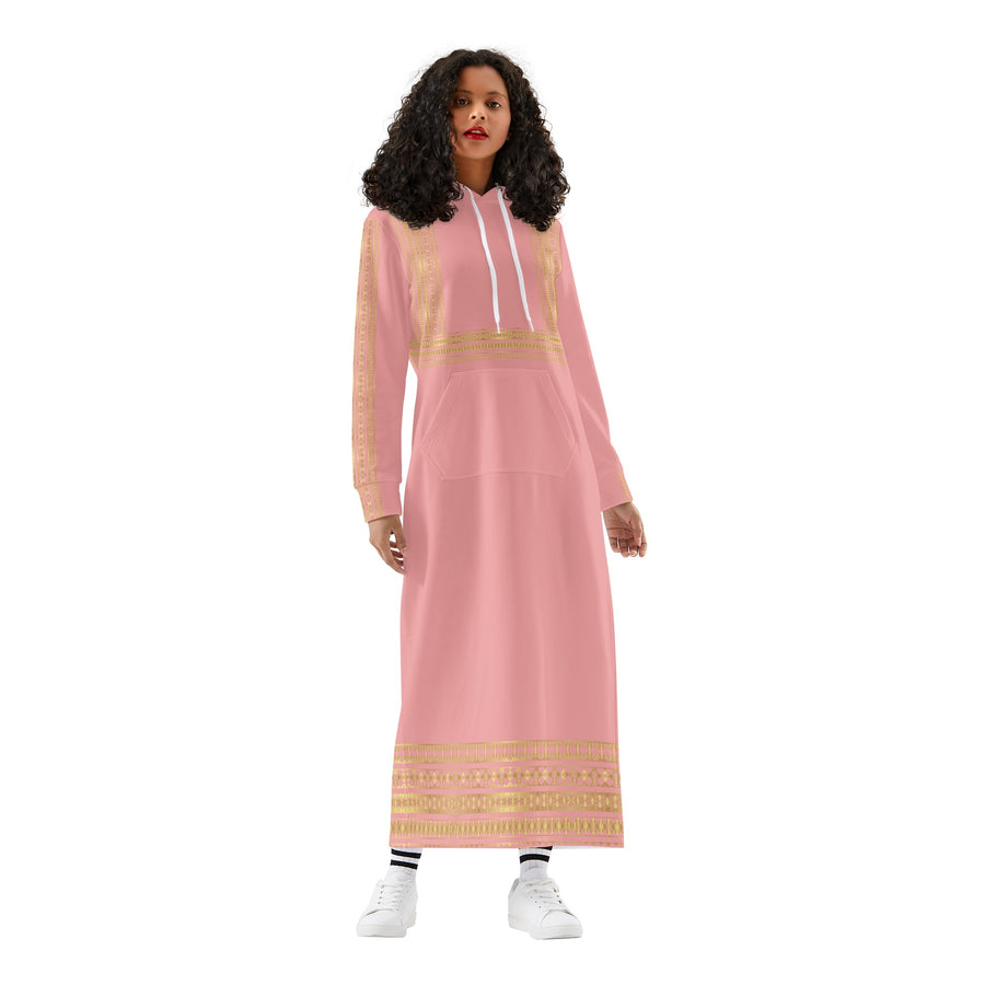 Stylish Palestinian Casual Long Hoodie Dress