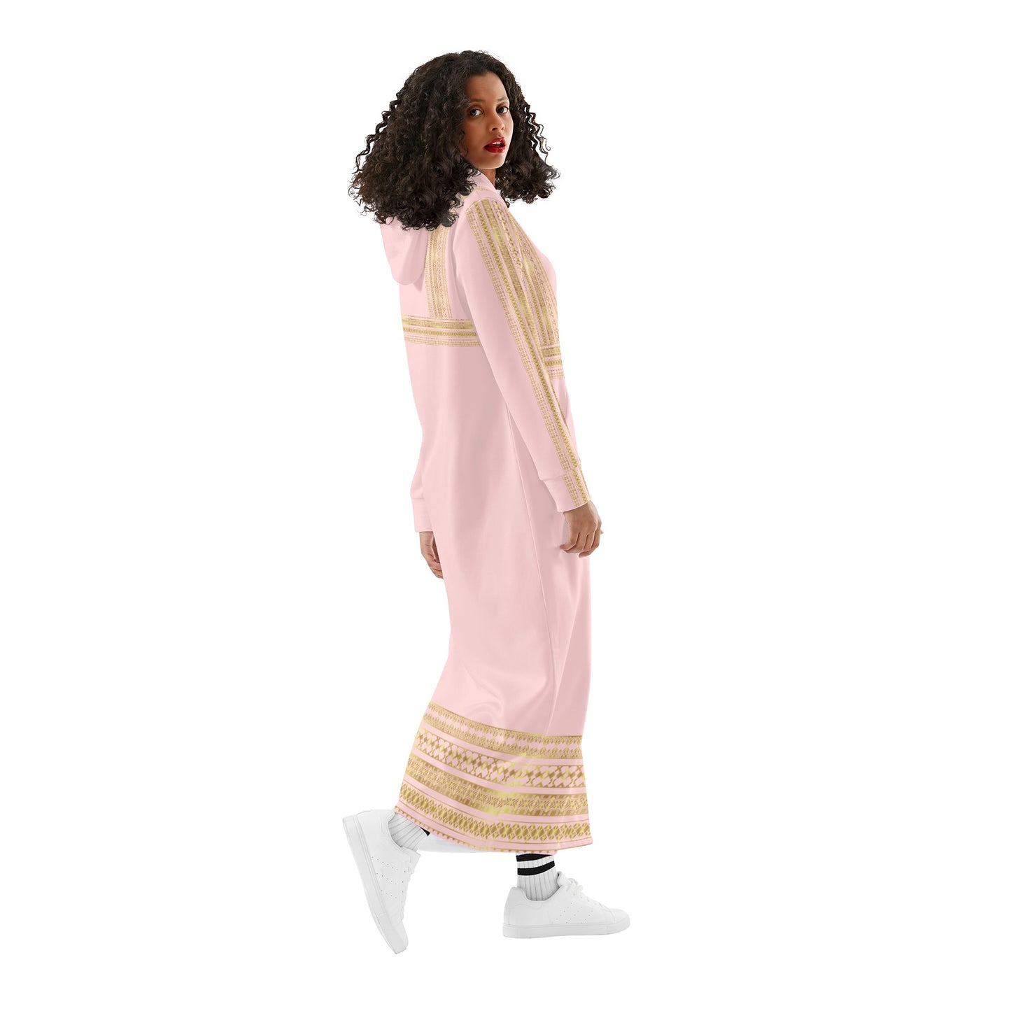 Light Royal Pink Casual Long Hoodie Dress