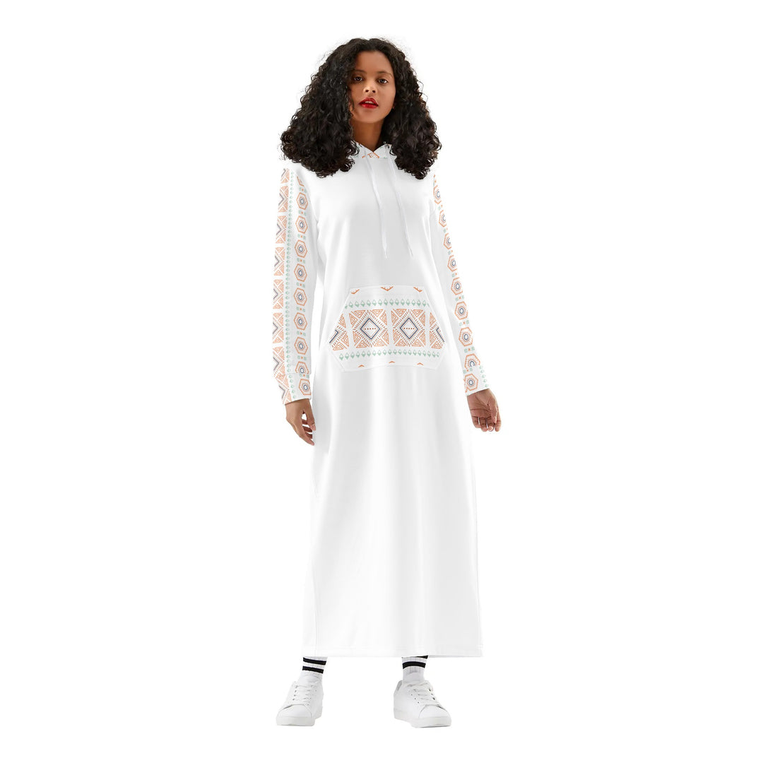 Light Palestinian Casual Long Hoodie Dress