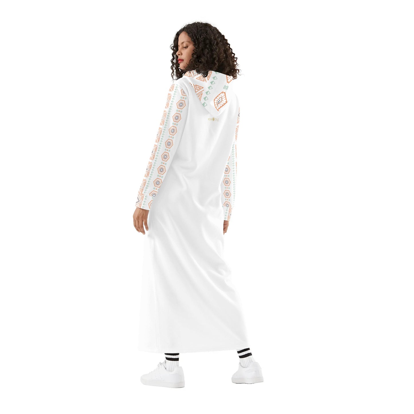 White Light Casual Long Hoodie Dress