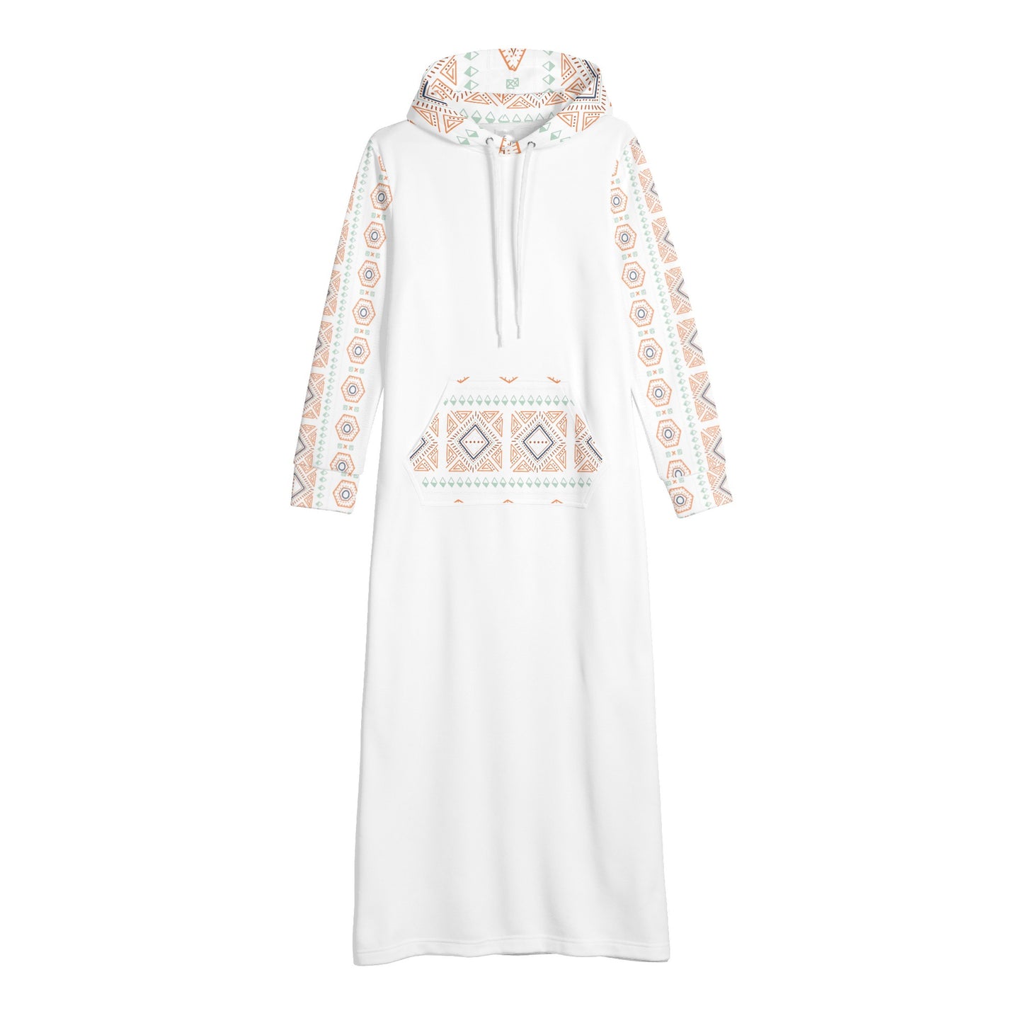 White Light Casual Long Hoodie Dress