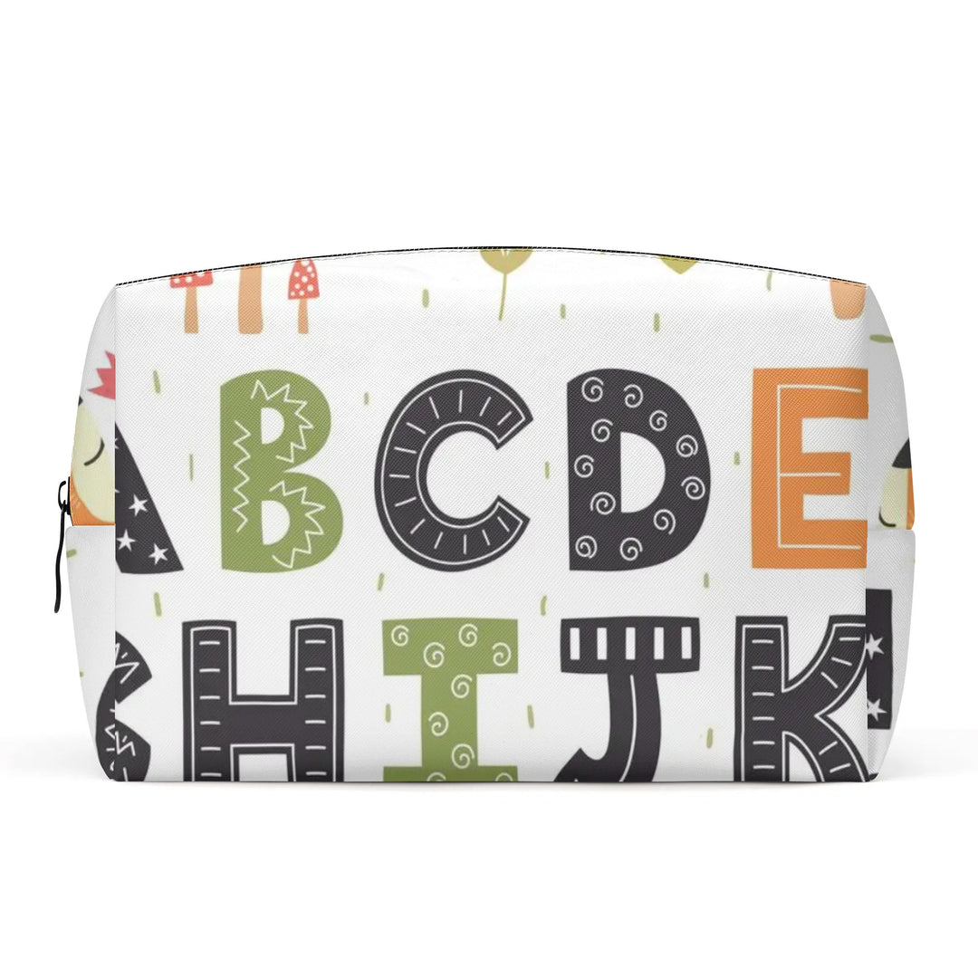 ABCD PU Cosmetic Bag - White