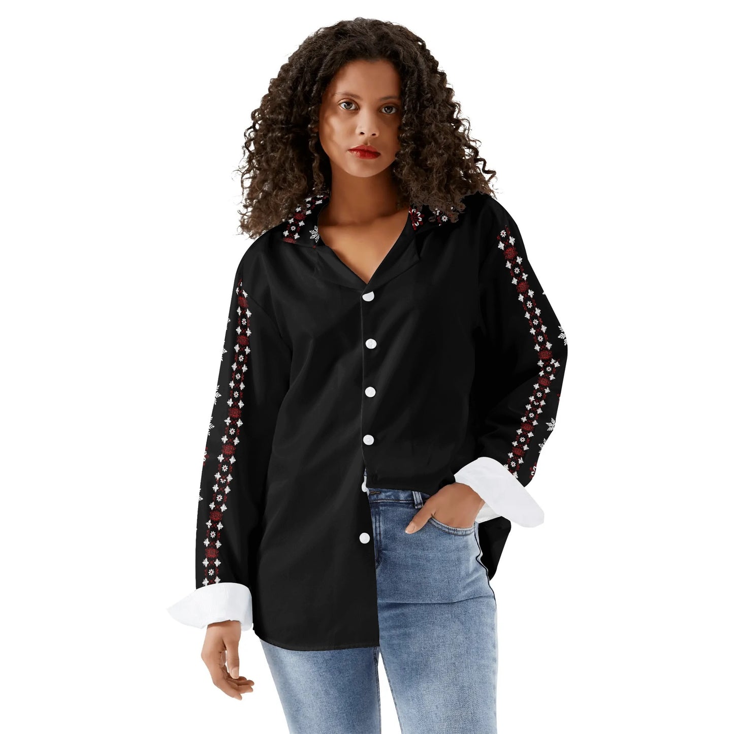 Casual Long Sleeve Button Down Black Shirt