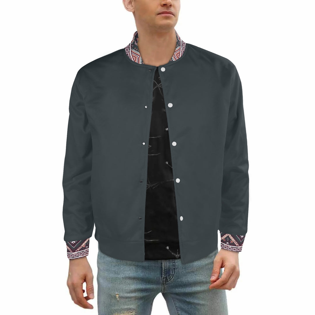 Classy Gunmetal Varsity Bomber Baseball Jacket