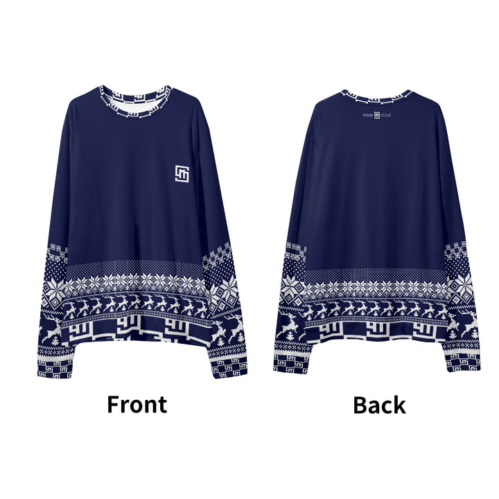 Unisex Christmas Loose Casual Navy Sweater