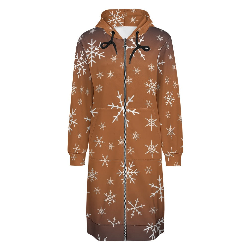 Women's Warm Snow long Hoodie - Brown