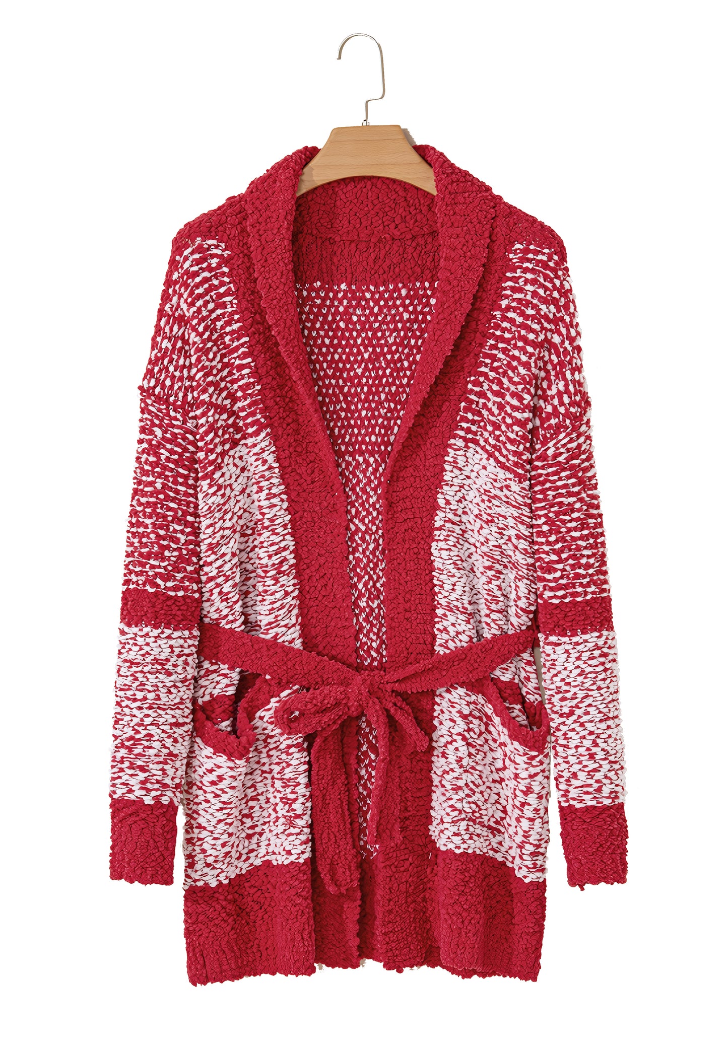 Contrast Trim Open Front Longline Knitted Cardigan