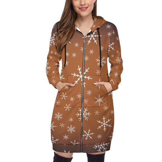 Women's Warm Snow long Hoodie - Brown