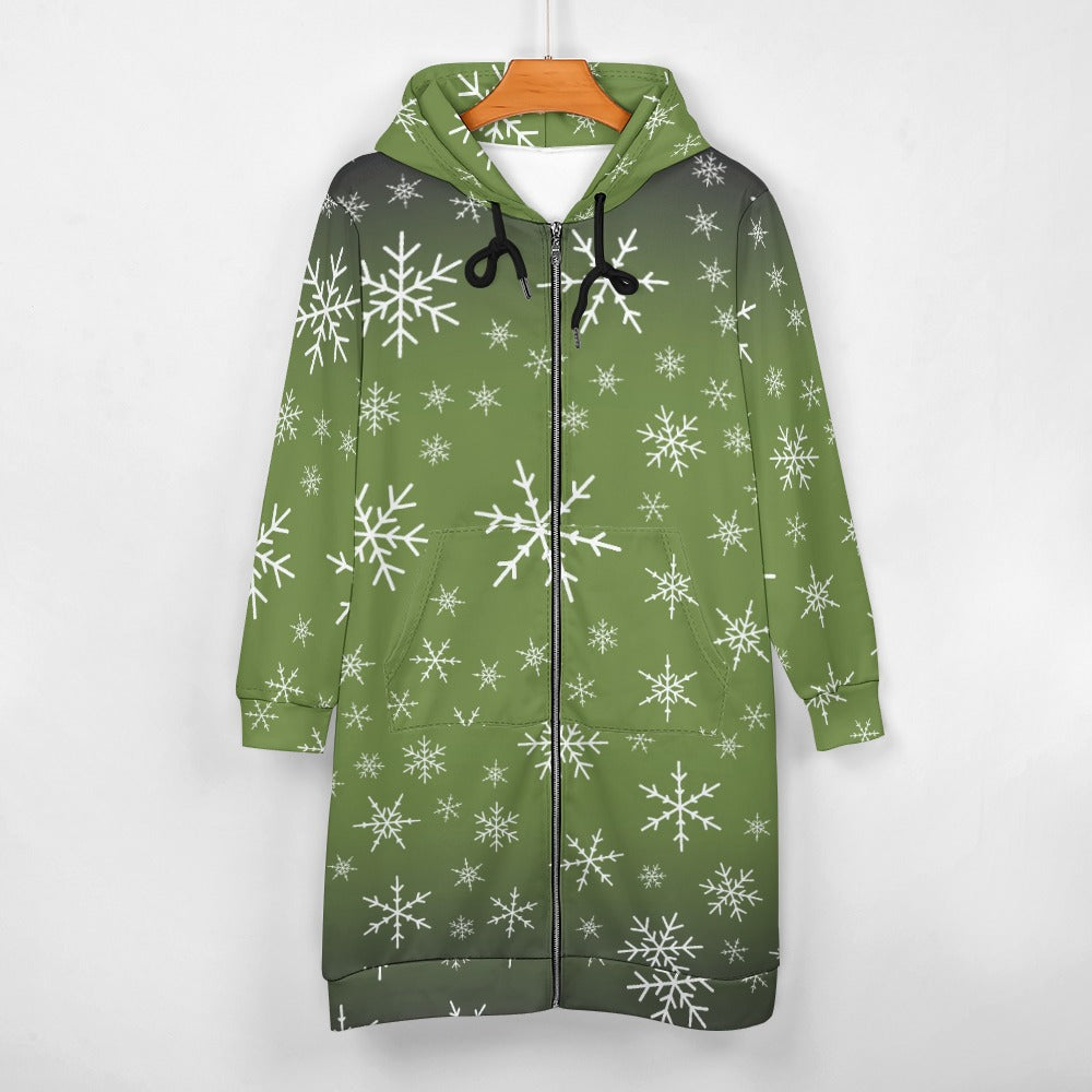 Women's Warm Snow long Hoodie - OliveDrab