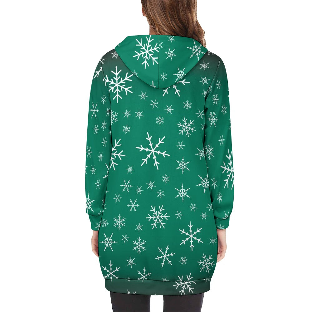 Women's Warm Snow long Hoodie - Green