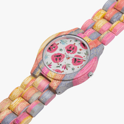 Halloween Camouflage Wooden Watch - Grey&Pink