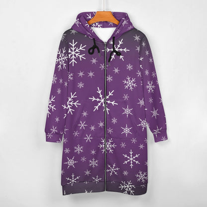 Christams snow long Hoodie Jakcet - Purple