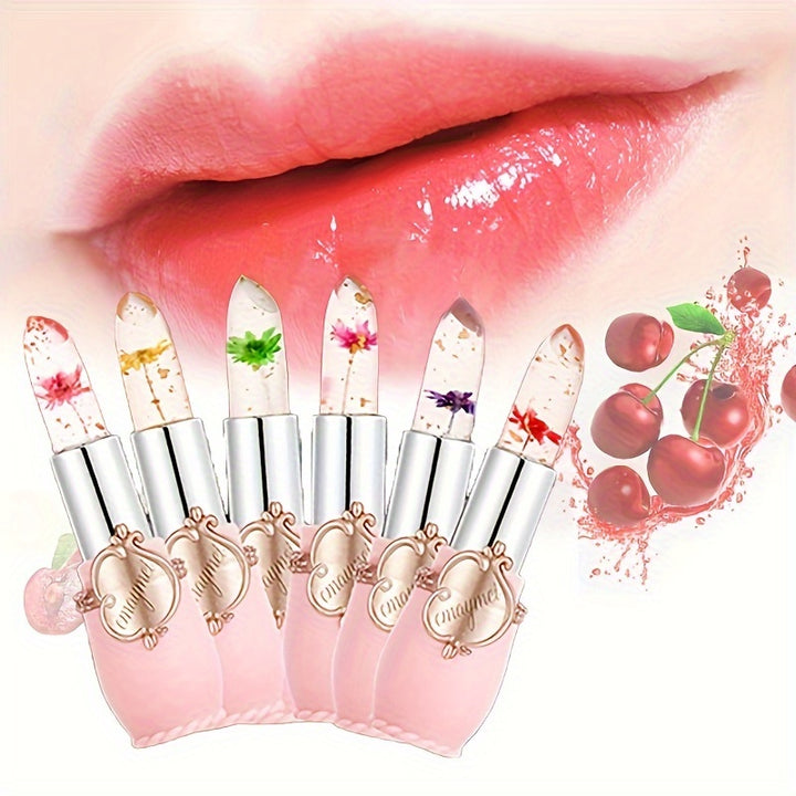 3 Pieces Flower Jelly Waterproof Moisturizing Nourishing Lip Balm