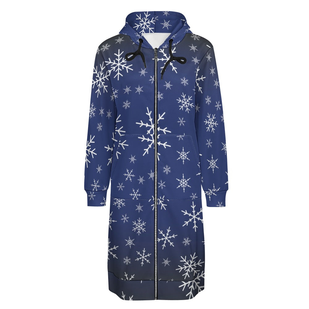 Christams snow long Hoodie Jakcet -  Royal Blue