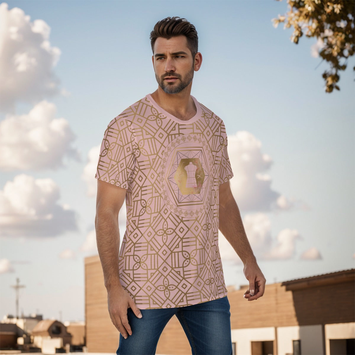 Decoration Misha Men's O-Neck T-Shirt - Rose Gold