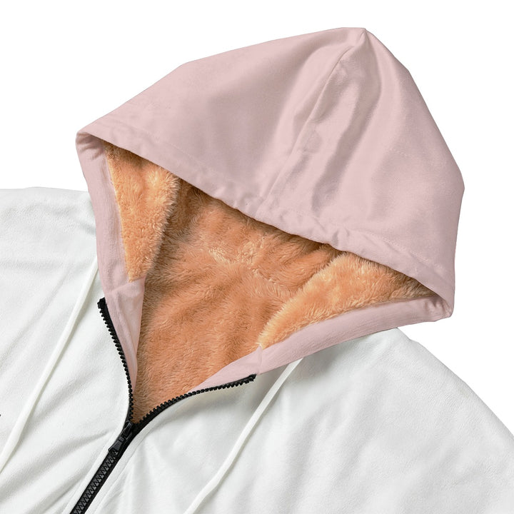 Cozy White Pink Kid's Plush Windbreaker