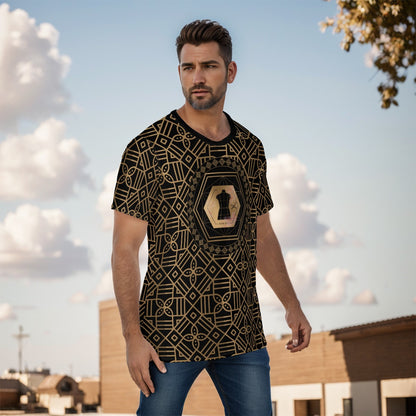 Decoration Misha Men's O-Neck T-Shirt - Gold Black