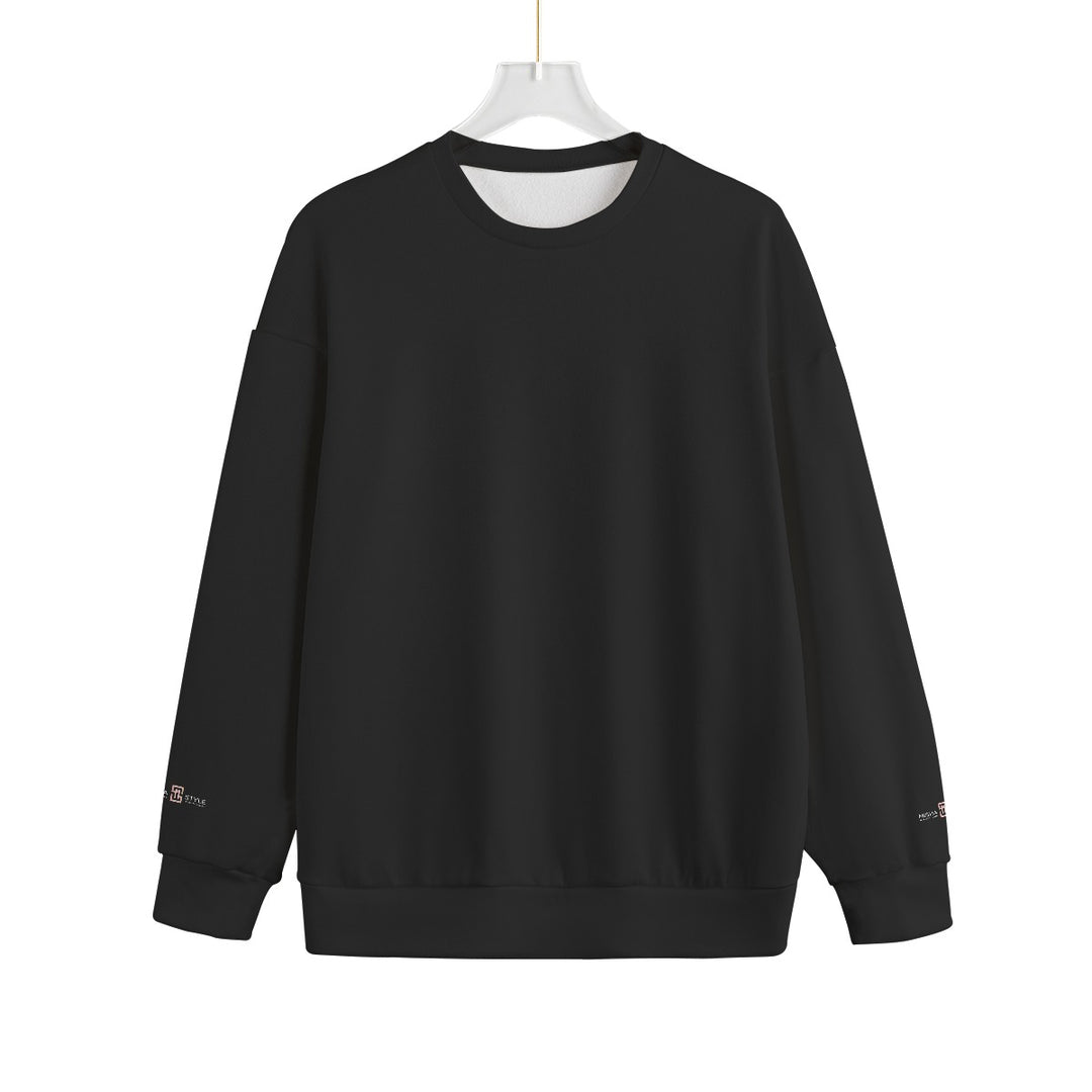 Drop-shoulder Knitted Fleece Black Sweater