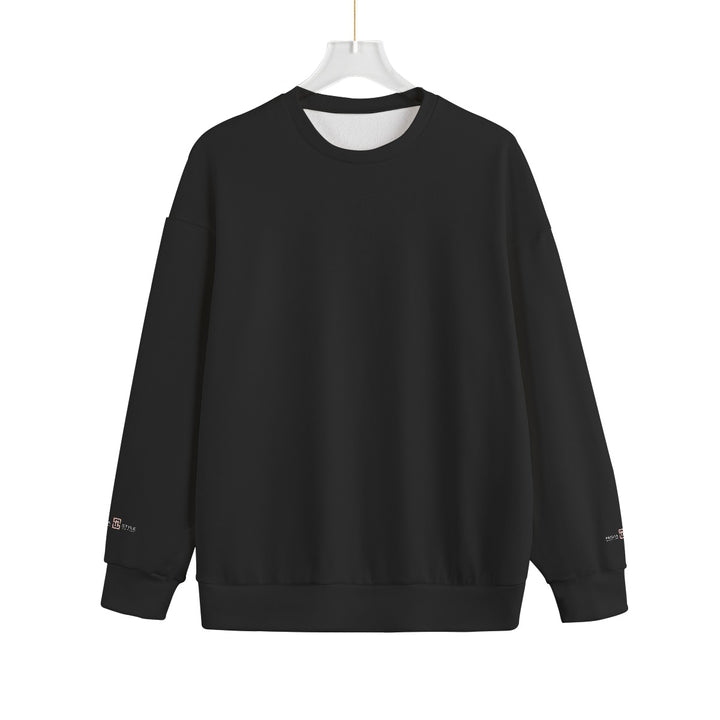 Drop-shoulder Knitted Fleece Black Sweater