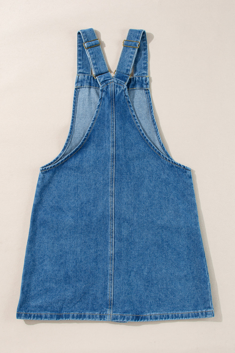 Wide Strap Button Front Pocketed Denim Short Dress