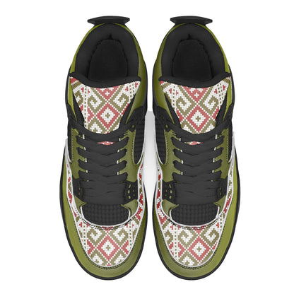 Palestine Embroidery Basketball Sneakers -Olive