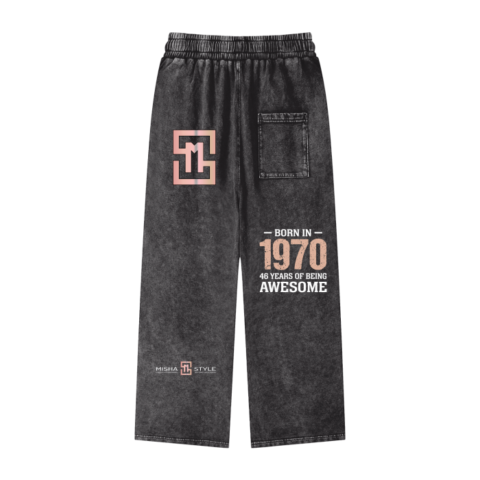 FANBE Acid Wash Straight Leg Pants