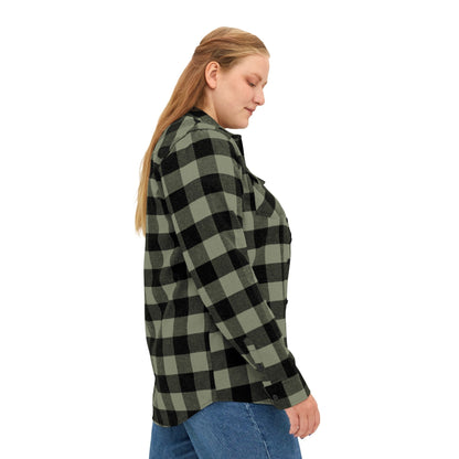 Olive Plaid Women Luxury Flannel Shirt