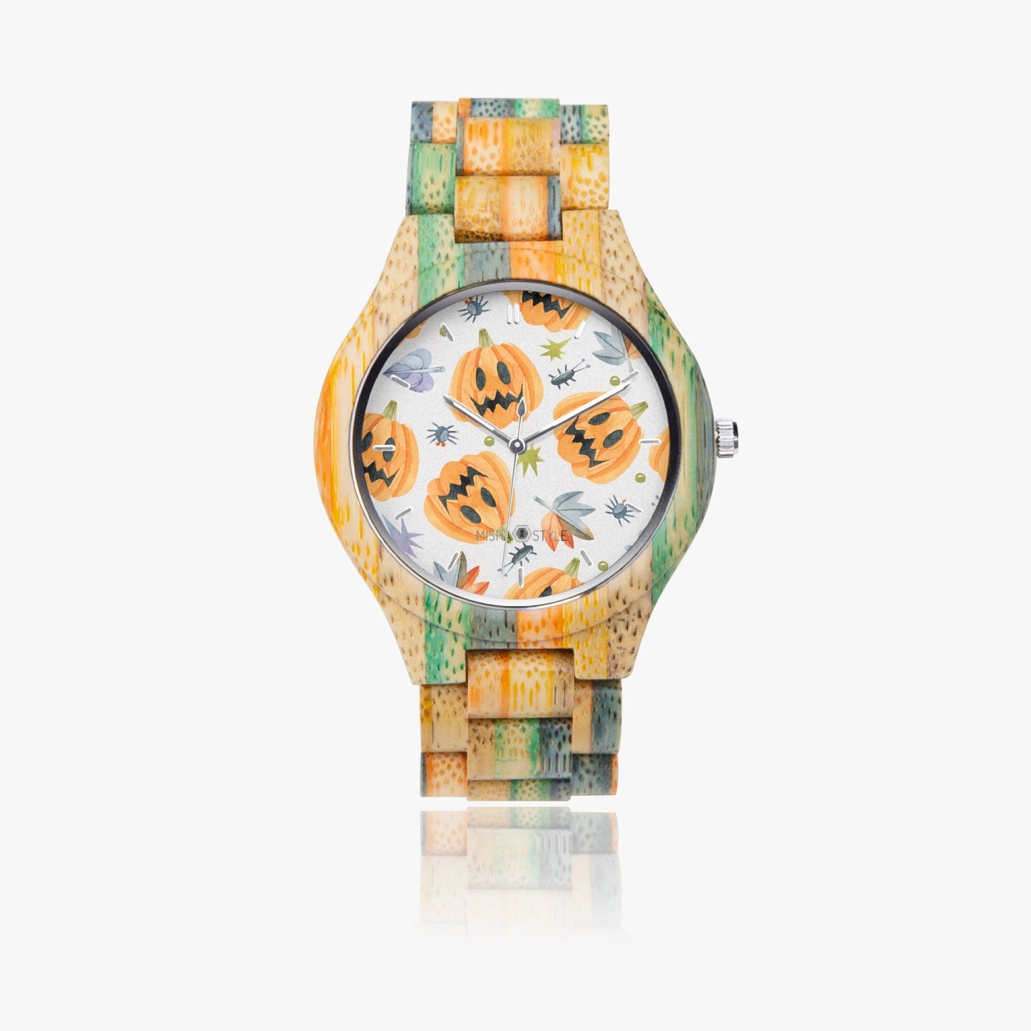 Halloween Camouflage Wooden Watch - Green&Blue