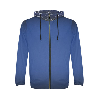 Classic Zip Azure Blue Hoodie