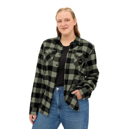 Olive Plaid Women Luxury Flannel Shirt